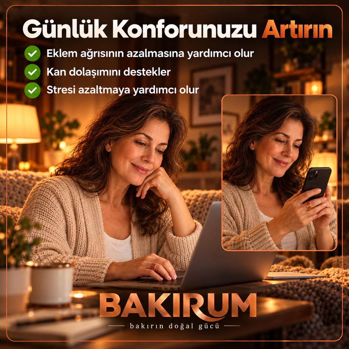 MIKNATISLI MANYETİK BAKIR YÜZÜK