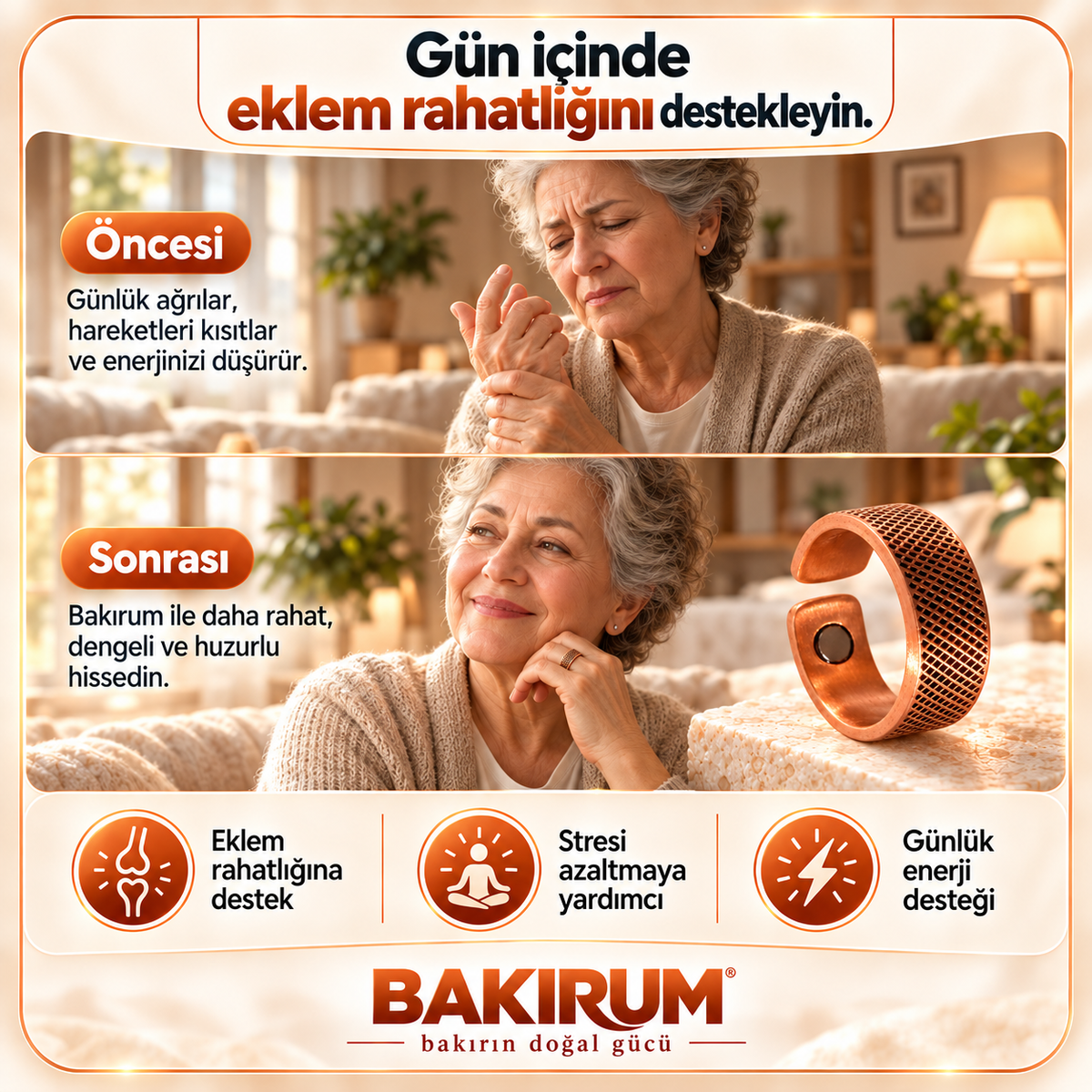 MIKNATISLI MANYETİK BAKIR YÜZÜK