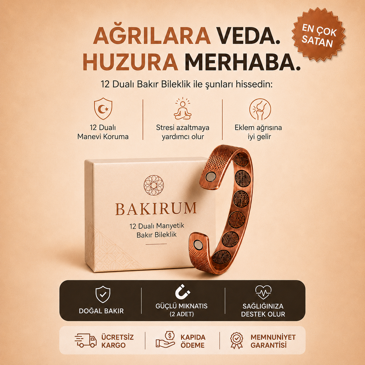 12 DUALI MIKNATISLI BAKIR BİLEKLİK