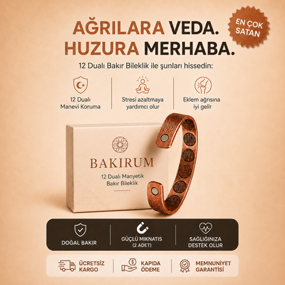 12 DUALI MIKNATISLI BAKIR BİLEKLİK