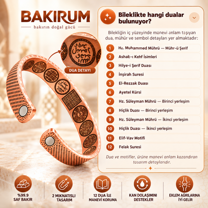 12 DUALI MIKNATISLI BAKIR BİLEKLİK