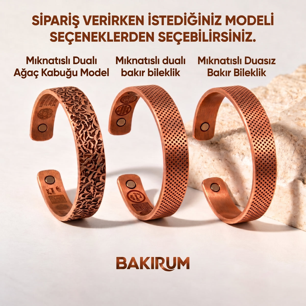 12 DUALI MIKNATISLI BAKIR BİLEKLİK