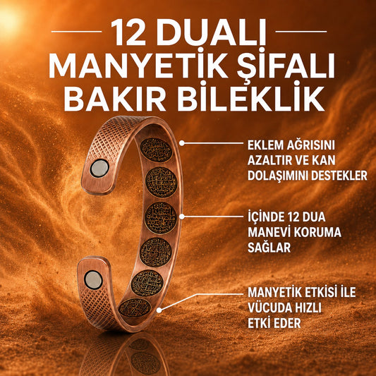 12 DUALI MIKNATISLI BAKIR BİLEKLİK