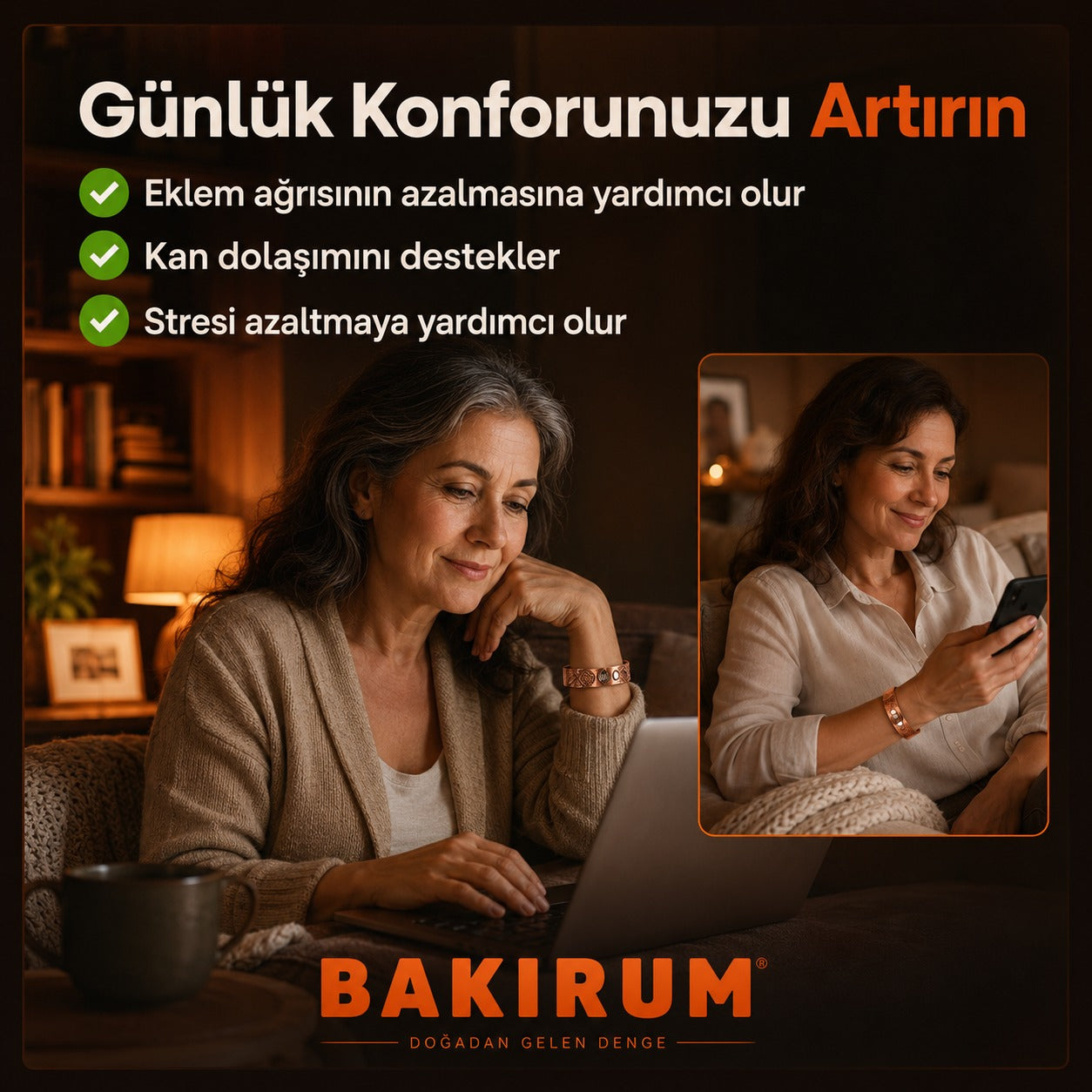 12 DUALI MIKNATISLI BAKIR BİLEKLİK